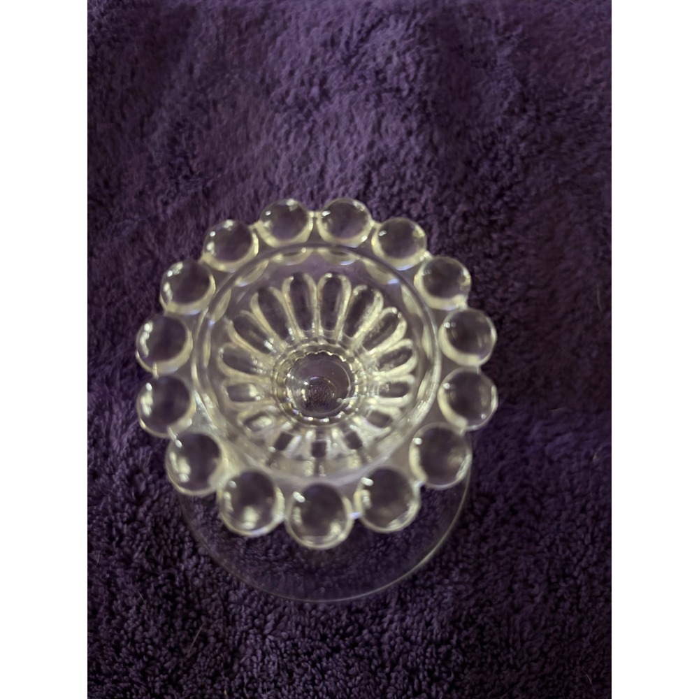 Vintage Clear Glass Booped Beaded Base Sherbet Champagne Coupe Dessert Glass - Picture 4 of 5